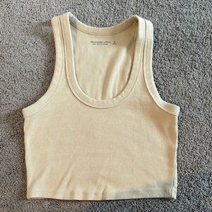 Abercrombie & Fitch Cream Fitted Crop Tank Top
